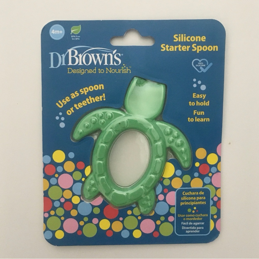 NEW Baby Silicone Teether First Spoon Combo Turtle BPA Free | Dr Brown’s